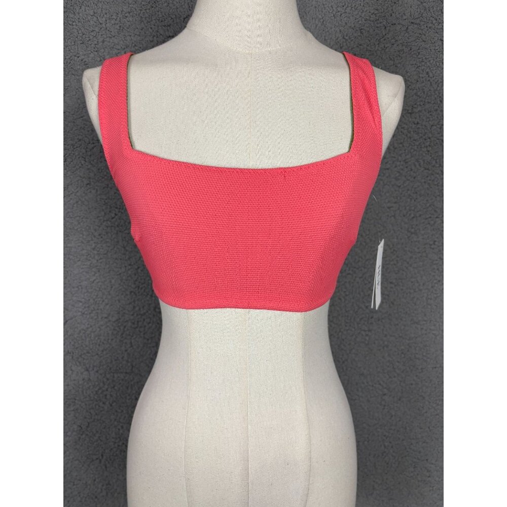 Hue Women's Reversible Coral & Green Sporty Bikini Top Size Small New With Tag's